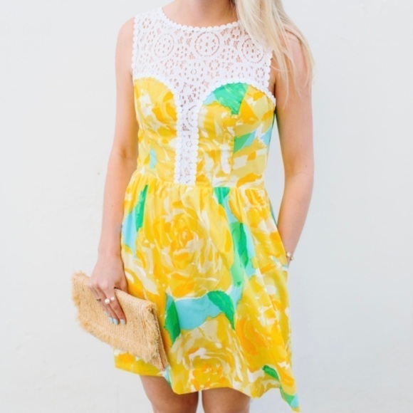 Lilly Pulitzer Sunglow Yellow First Impressions Raegan Dress Size 00 Holy Grail - Picture 1 of 17